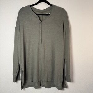 Abercrombie & Fitch Soft A&F Cozy Olive Green Henley Tunic Top Womens Large